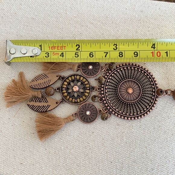 Sahara Medallion Tassel Pendant Necklace – Bronze Tone with Faux Suede Cord - Picture 9 of 10